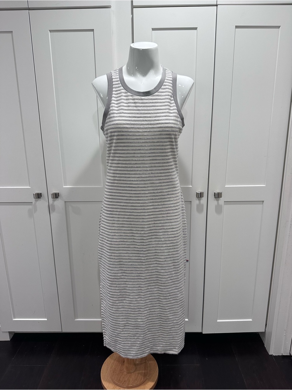 Sol Angeles Sleeveless Striped Maxi Tank Dress in Light Gray - Picture 2 of 9